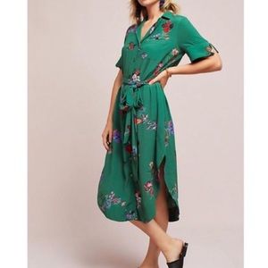 Anthropology X Maeve green button front midi dress